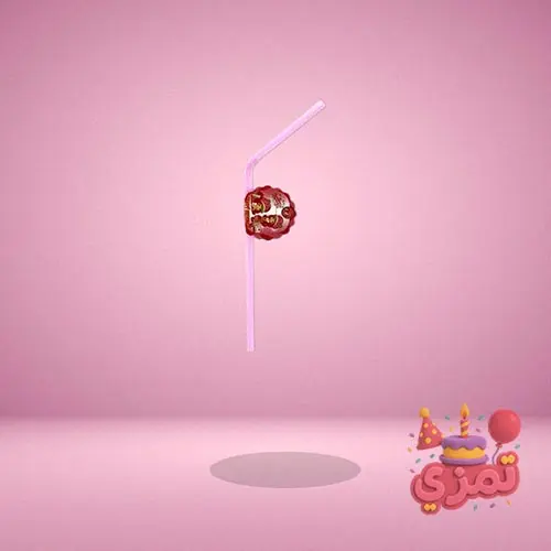 نی نوشیدنی قرمز با طرح خالدار سفید